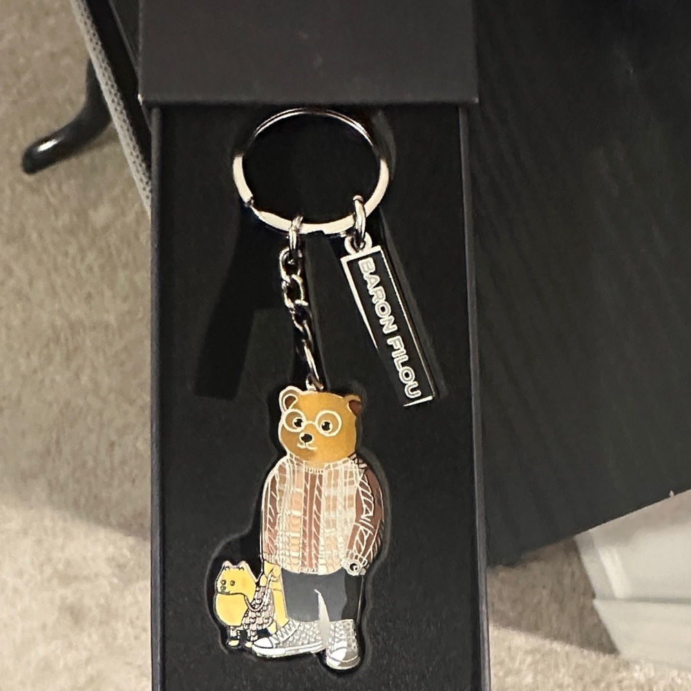 Baron Filou Bear & Pup Enamel Keychain - Brown & Yellow Exclusive
